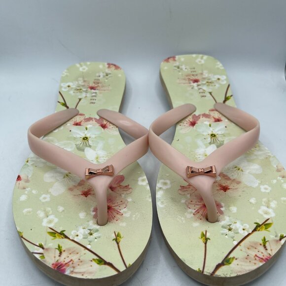 Ted Baker London Floral Flip Flops - Size 9/10 - Picture 2 of 8